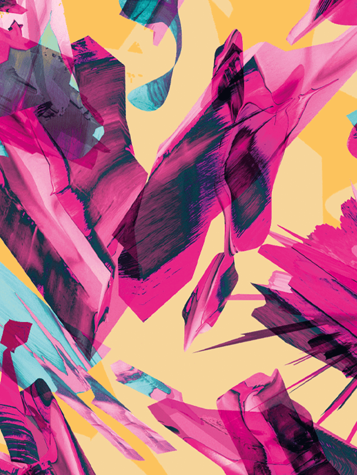 Macadamia Nut brittle flavour pattern in graphic pink, yellow, blue abstract pattern