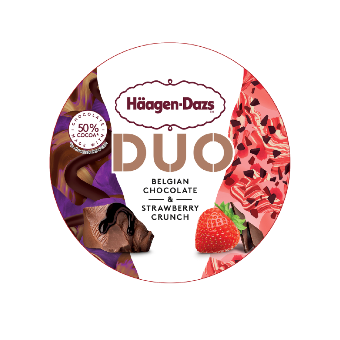 Duo belgian chocolate and strawberry cruch lid